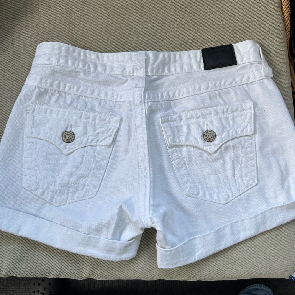 True Religion White Jean Shorts